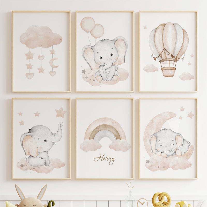 Leuke Olifant Hot Ballon Maan  - Baby Nursery Wall Art recensie en prijs