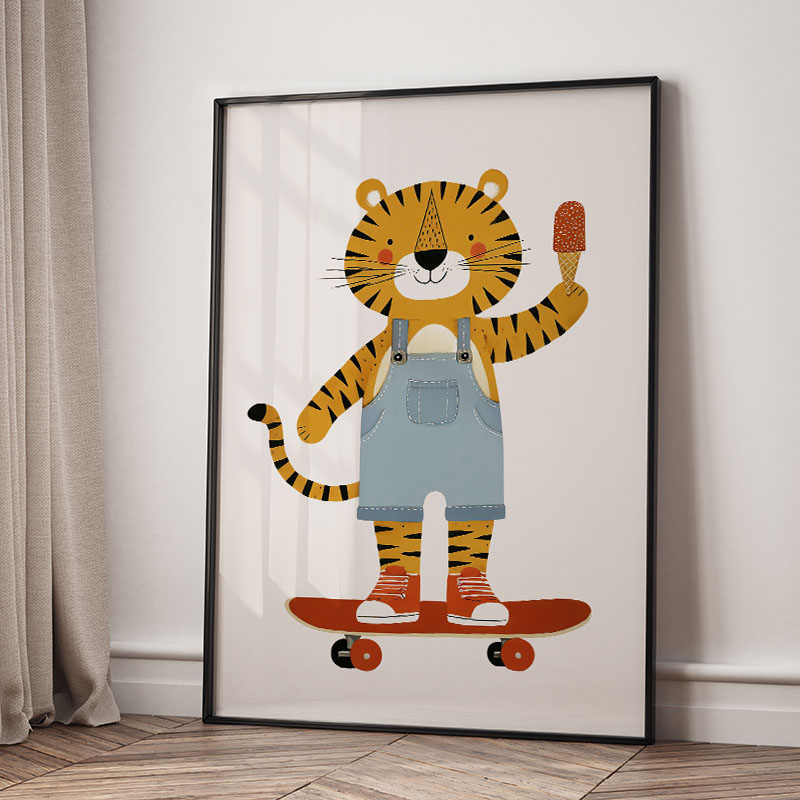 Grappige cartoon dieren auto b - Baby Nursery Wall Art recensie en prijs
