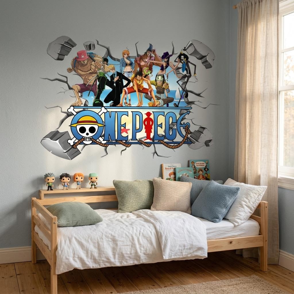 Cartoon One Piece Luffy 3D-muu - Baby Nursery Decals recensie en prijs