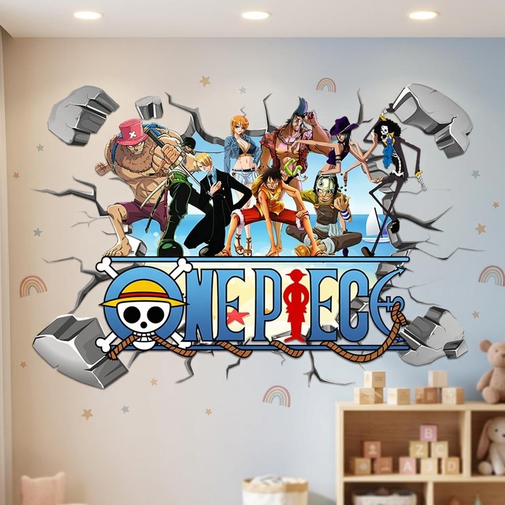 Cartoon One Piece Luffy 3D-muu - Baby Nursery Decals recensie en prijs