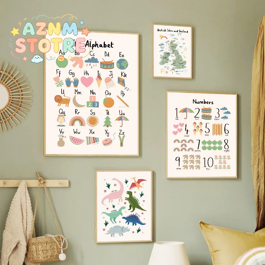 Dierenwereldkaart Dinosaurus A - Baby Nursery Wall Art recensie en prijs