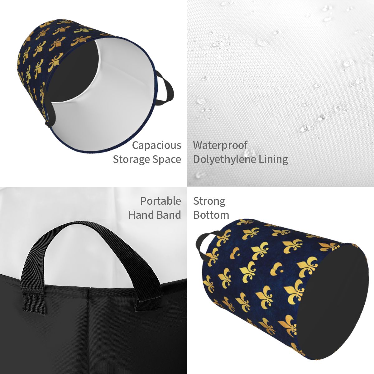 Royal Gold Blue Grunge Fleur D - Baby Nursery Laundry Hamper recensie en prijs