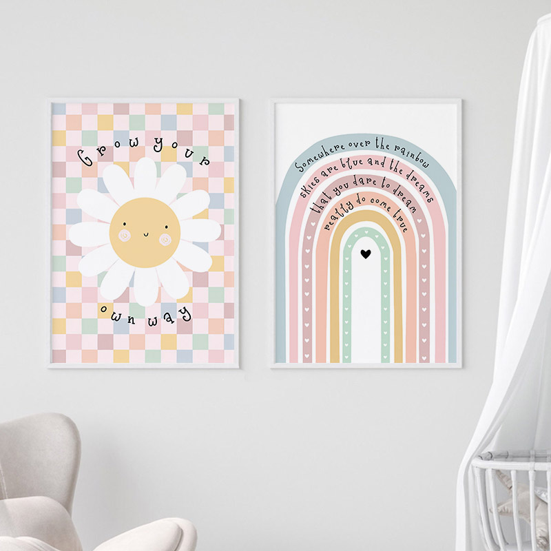 Zon Bloem Regenboog Wolk Hart  - Baby Nursery Wall Art recensie en prijs
