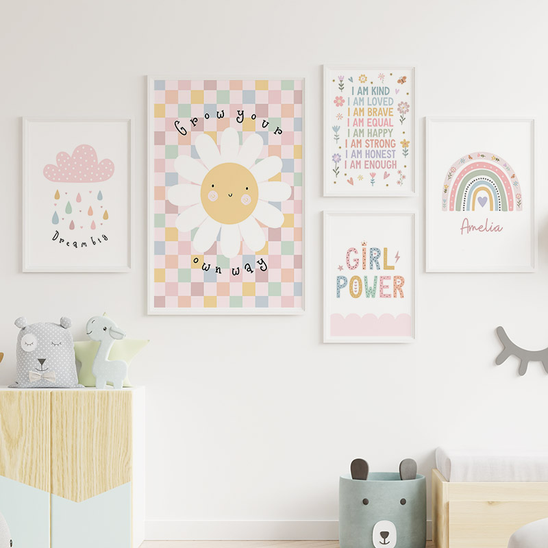 Zon Bloem Regenboog Wolk Hart  - Baby Nursery Wall Art recensie en prijs